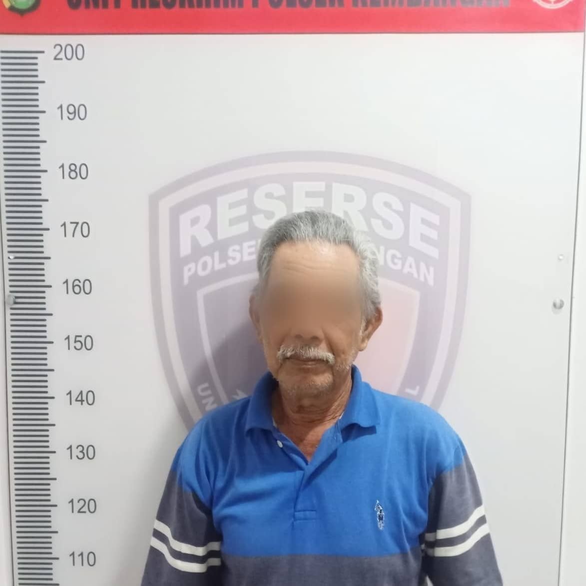 Kakek lansia S (71) sebagai tersangka atas kasus pelecehan seksual terhadap anak dibawah umur KAZ (6) di Kembangan Jakarta Barat