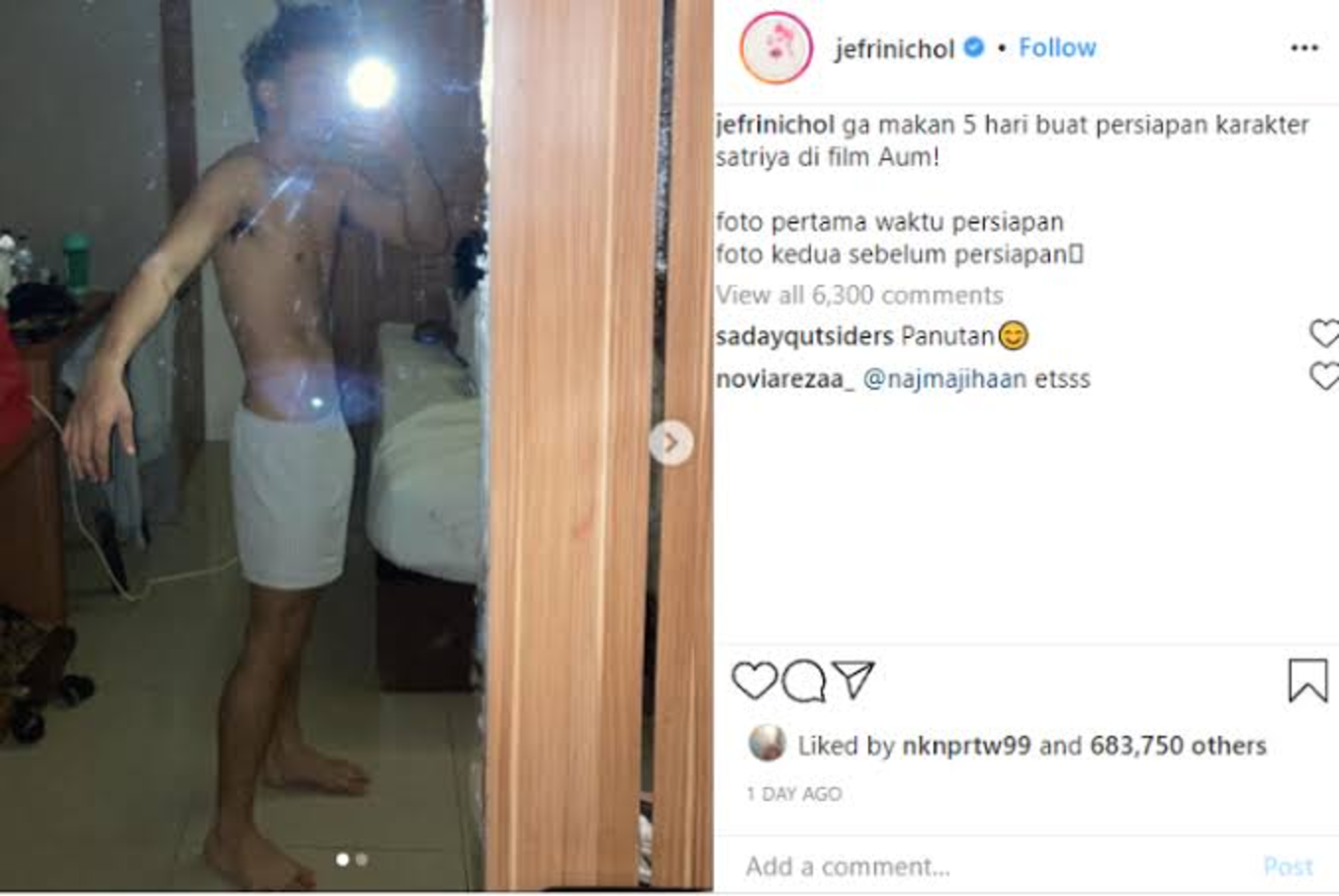 Bentuk Tubuh Berubah Drastis, Jefri Nichol Mengaku Tidak Makan 5 Hari