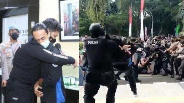 Oknum polisi yang membanting mahasiswa saat demo, meminta maaf dan akan bertanggung jawab sepenuhnya. (Foto: Dok Net/ Istimewa).