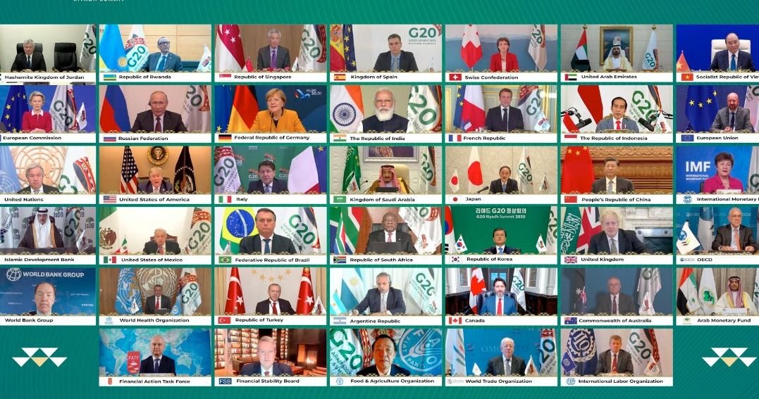 Konferensi Tingkat Tinggi (KTT) virtual pemimpin G20, dimana anggota kelompok ekonomi utama G20 telah berjanji untuk mencegah bencana ekonomi di Afghanistan. (Foto: Dok Net/ Istimewa).