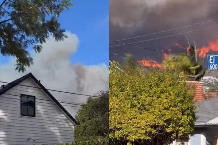 Foto awal terjadinya kebakaran di Pacific Palisades, Los Angeles