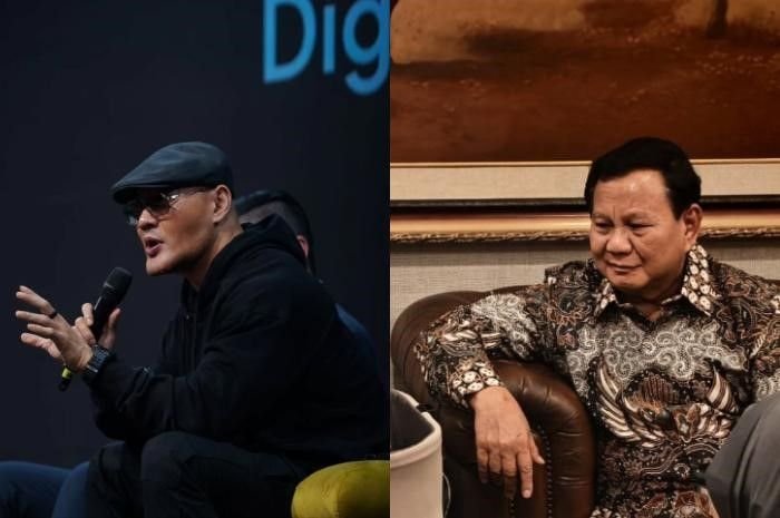 Potret artis Indonesia Deddy Corbuzier (kiri) dan Presiden RI, Prabowo Subianto (kanan).
