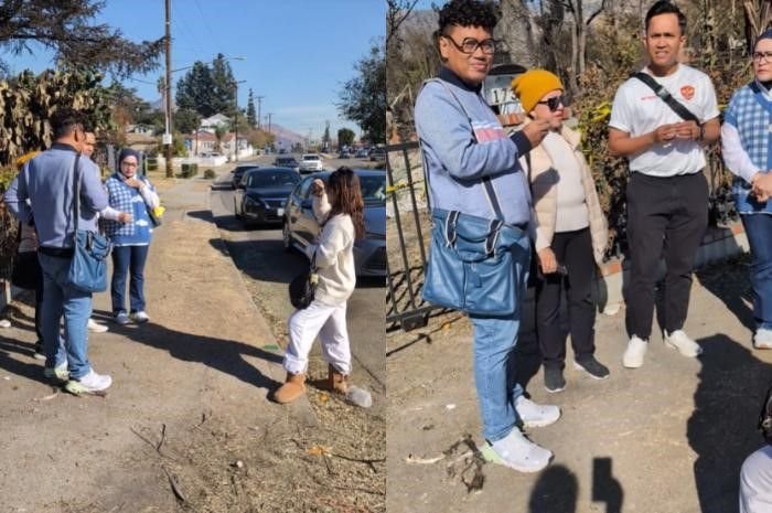 Potret video amatir yang diunggah pemilik rumah insiden kebakaran di Los Angeles (LA), Carolina Ramirez terkait Uya Kuya yang bikin konten tanpa izin.