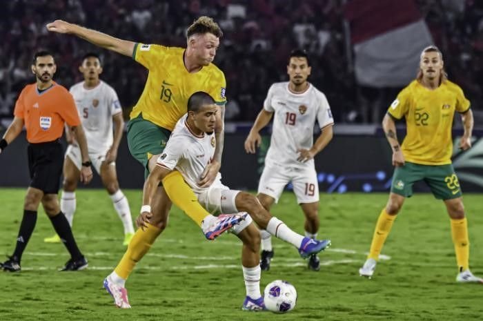 Potret Laga Timnas Indonesia vs Australia di ajang Kualifikasi Round 3 Piala Dunia 2026.