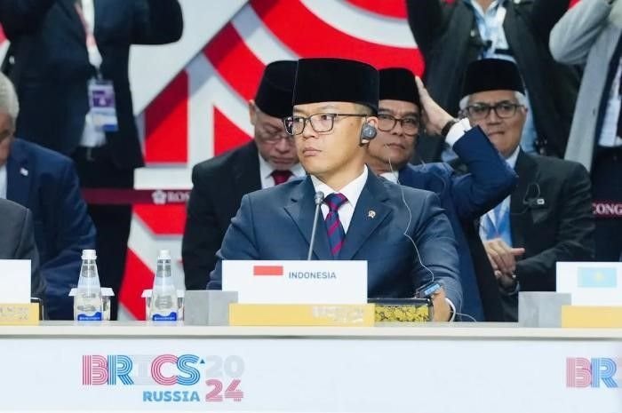 Potret Menteri Luar Negeri RI, Sugiono yang hadir dalam kegiatan BRICS Rusia 2024, pada 24 Oktober 2024.
