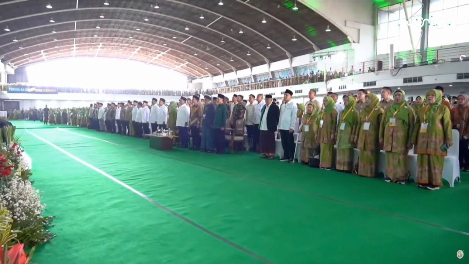 Presiden RI Prabowo Subianto di acara Kongres XVIII Muslimat NU yang dihelat di Jatim International Expo Convention Exhibition.
