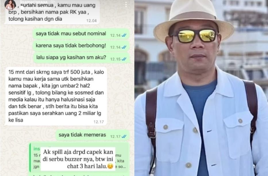 Postingan chat Lisa Mariana dengan pihak diduga Ridwan Kamil.