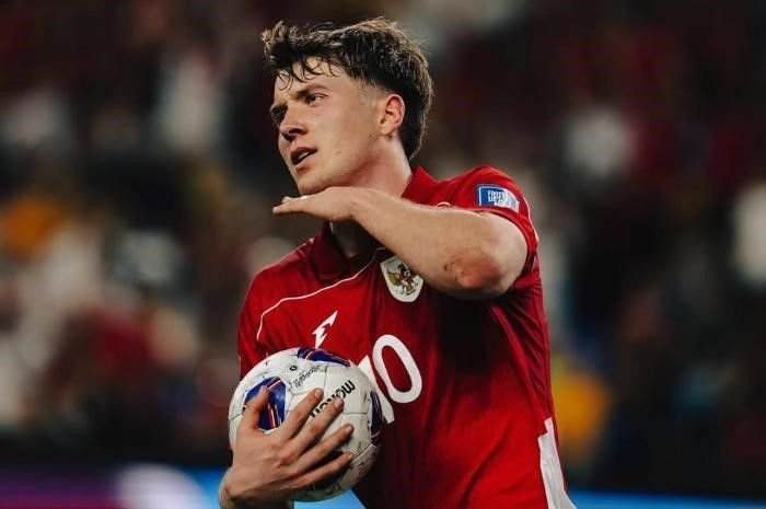 Pemain Striker Timnas Indonesia, Ole Romeny dalam laga melawan Australia di Kualifikasi Round 3 Piala Dunia 2026.