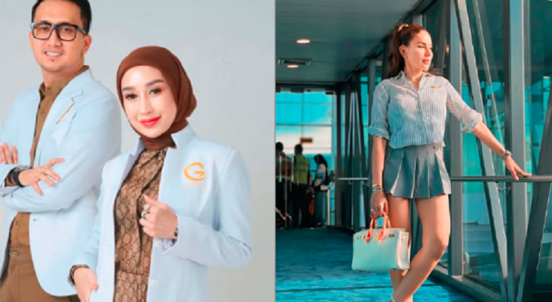 Reza Gladys dan suaminya (kiri) yang bersiteru dengan Nikita Mirzani (kanan) karena kasus pemerasan.