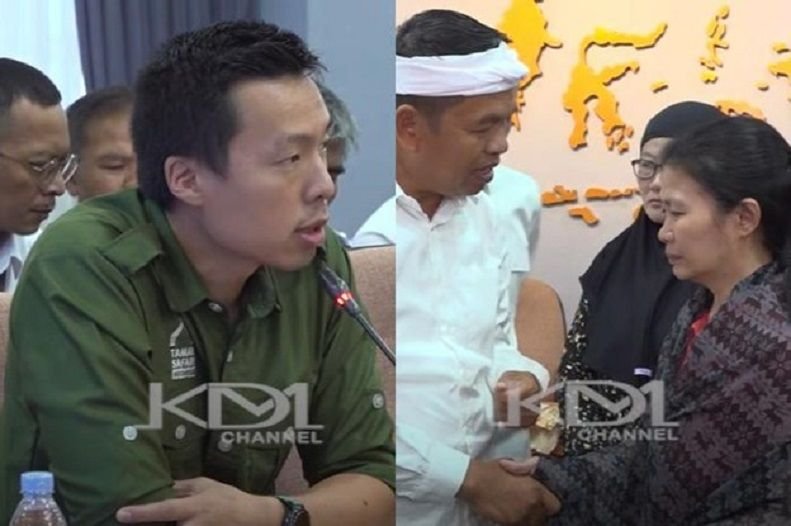 Direktur Taman Safari Indonesia, Aswin Sumampau (kiri) dan Gubernur Jabar, Dedi Mulyadi bersama eks pemain sirkus OCI (kanan).