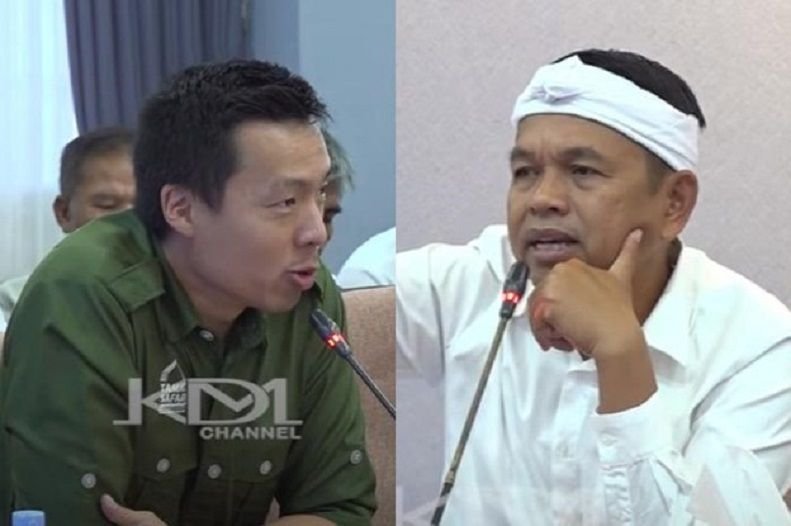 Direktur Taman Safari Indonesia, Aswin Sumampau (kiri) dan Gubernur Jawa Barat (Jabar), Dedi Mulyadi (kanan).