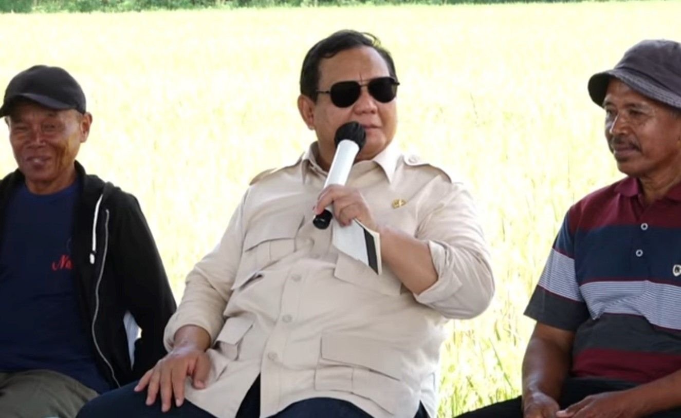 Presiden Prabowo ketika menghadiri panen raya di Majalengka, Senin, 7 April 2025.
