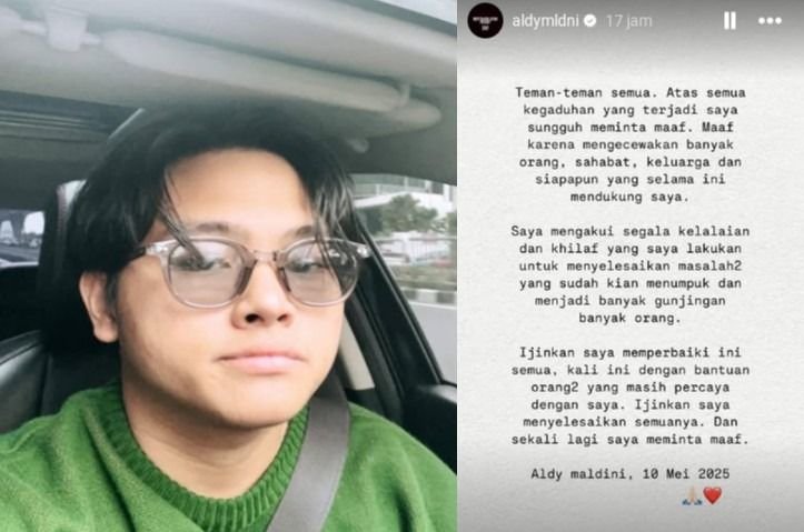 Mantan personel grup vokal Coboy Junior, Aldy Maldini dituduh gelapkan uang penggemar berujung meminta maaf.