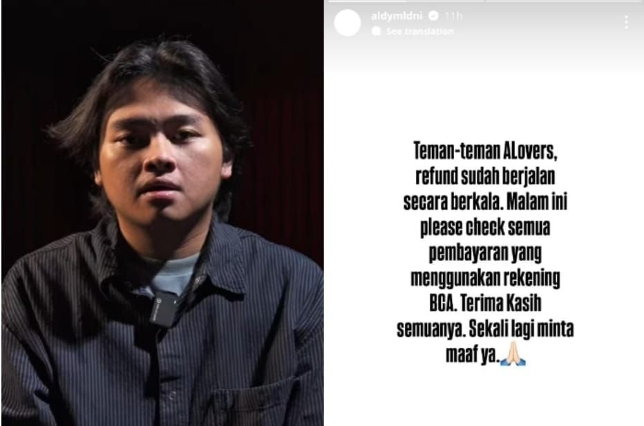 Aldy Maldini mulai melakukan proses refund pada uang penggemar.