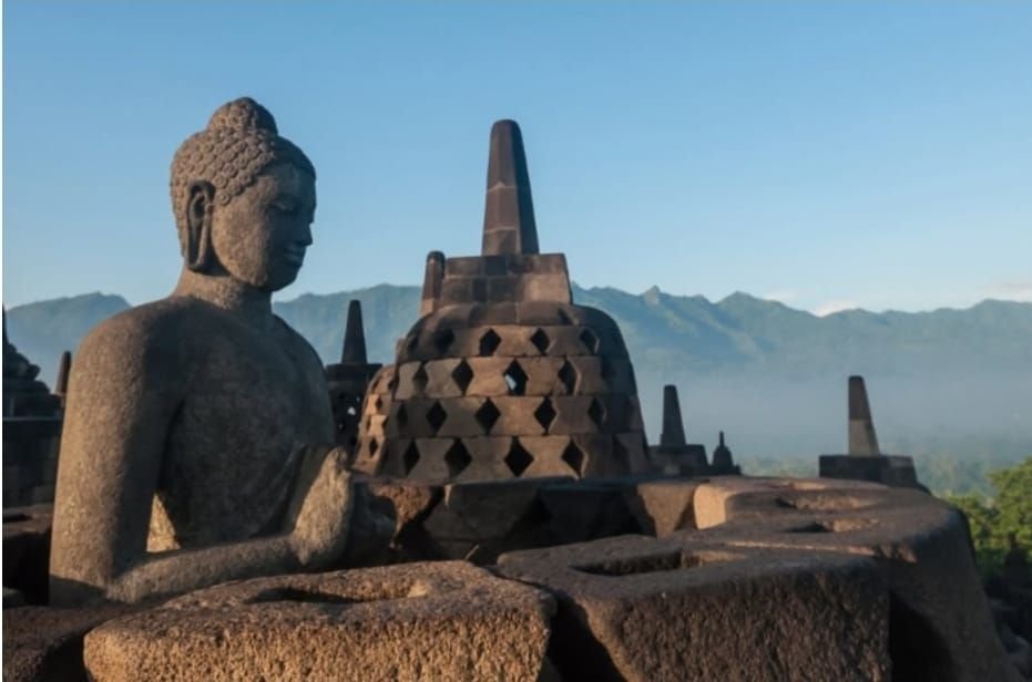 Potret candi Borobudur yang ada di Magelang, Jawa Tengah.