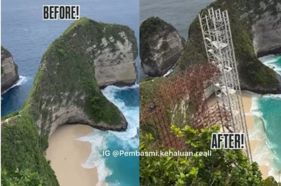 Gubernur Bali perintahkan pembongkaran bangunan lift kaca tebing Pantai Kelingking, Nusa Penida.