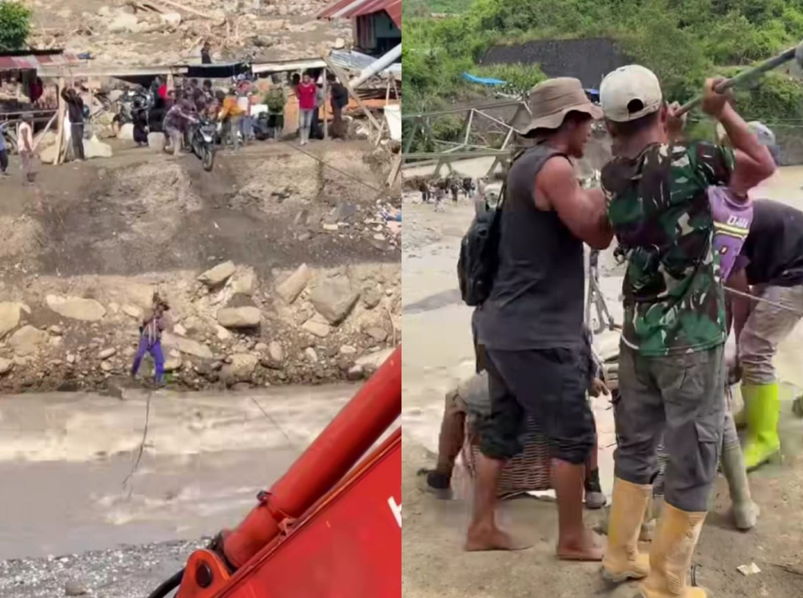 Warga Desa Burlah di Aceh Tengah menggunakan tali sling untuk mobilitas sehari-hari.