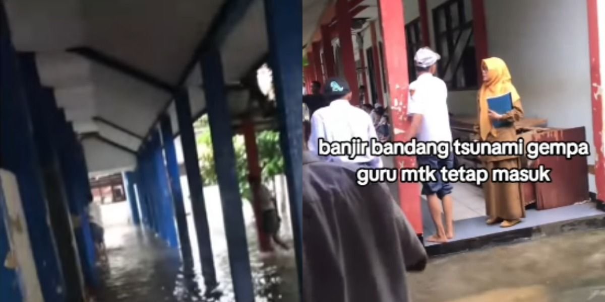 Mengintip peristiwa viral di medsos tentang seorang guru matematika di SMK Serang, Banten, yang tetap mengajar meski sekolahnya terendam banjir.