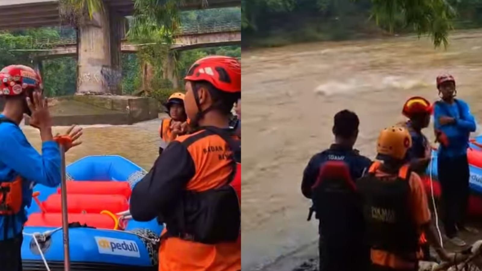 Pencarian siswa SMKN 1 Ciomas yang melompat ke Sungai Cisadane, Bogor.