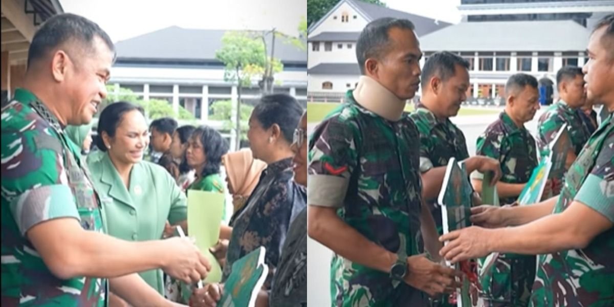 Kasad Jenderal TNI, Maruli Simanjuntak menyerahkan bantuan rumah non dinas ke ahli waris prajurit gugur serta prajurit penyandang cacat di Mabes TNI AD, Jakarta, pada Rabu, 4 Maret 2026.