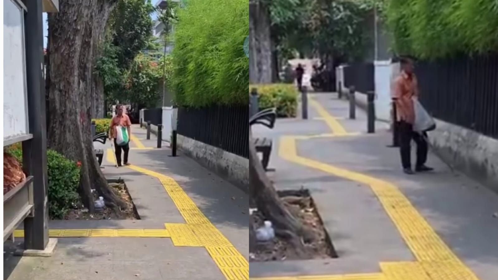 Viral jalur guiding block berkelok di Jakarta Pusat.