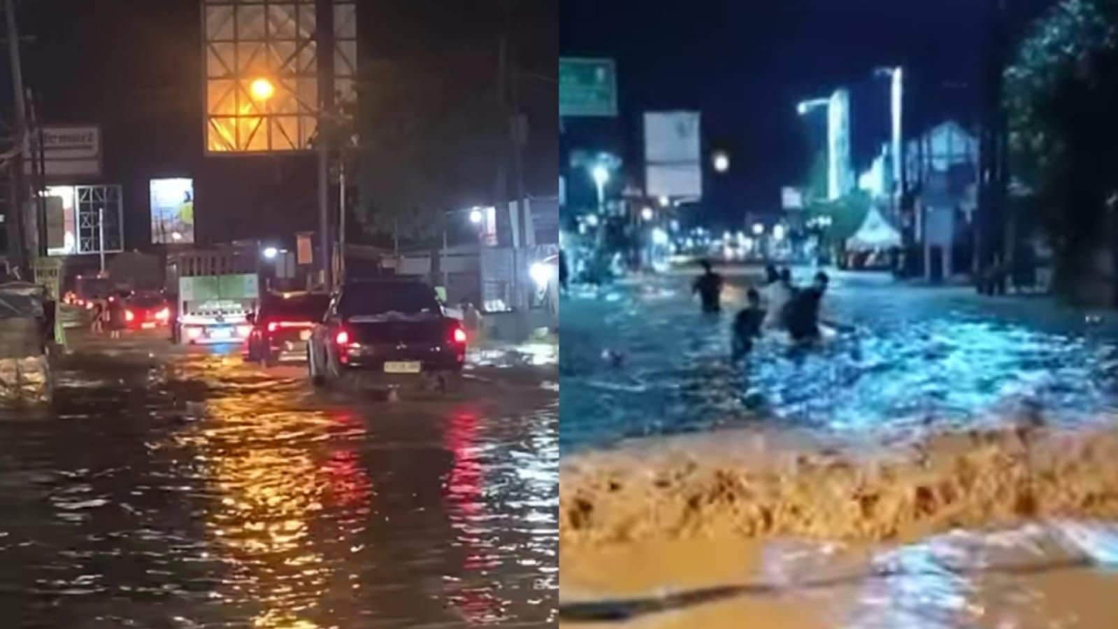 Banjir terjadi di Ketanggungan, Brebes yang menjadi jalan arus balik usai mudik Lebaran.