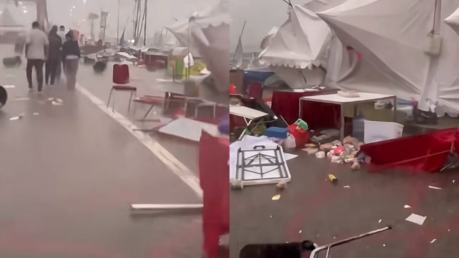 Tenda bazar festival di Gading Serpong roboh karena hujan deras dan angin kencang.