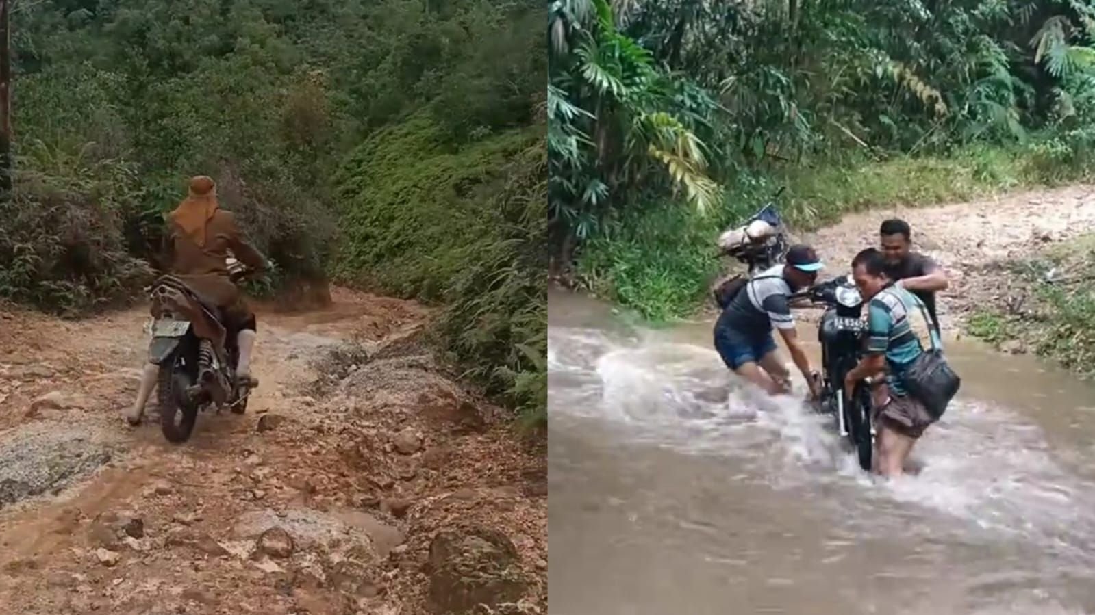 Viral jalan rusak dan terjal yang dilewati sehari-hari untuk mengajar di SD Negeri 08 Nenan Maek, Kabupaten Lima Puluh Kota, Sumbar.