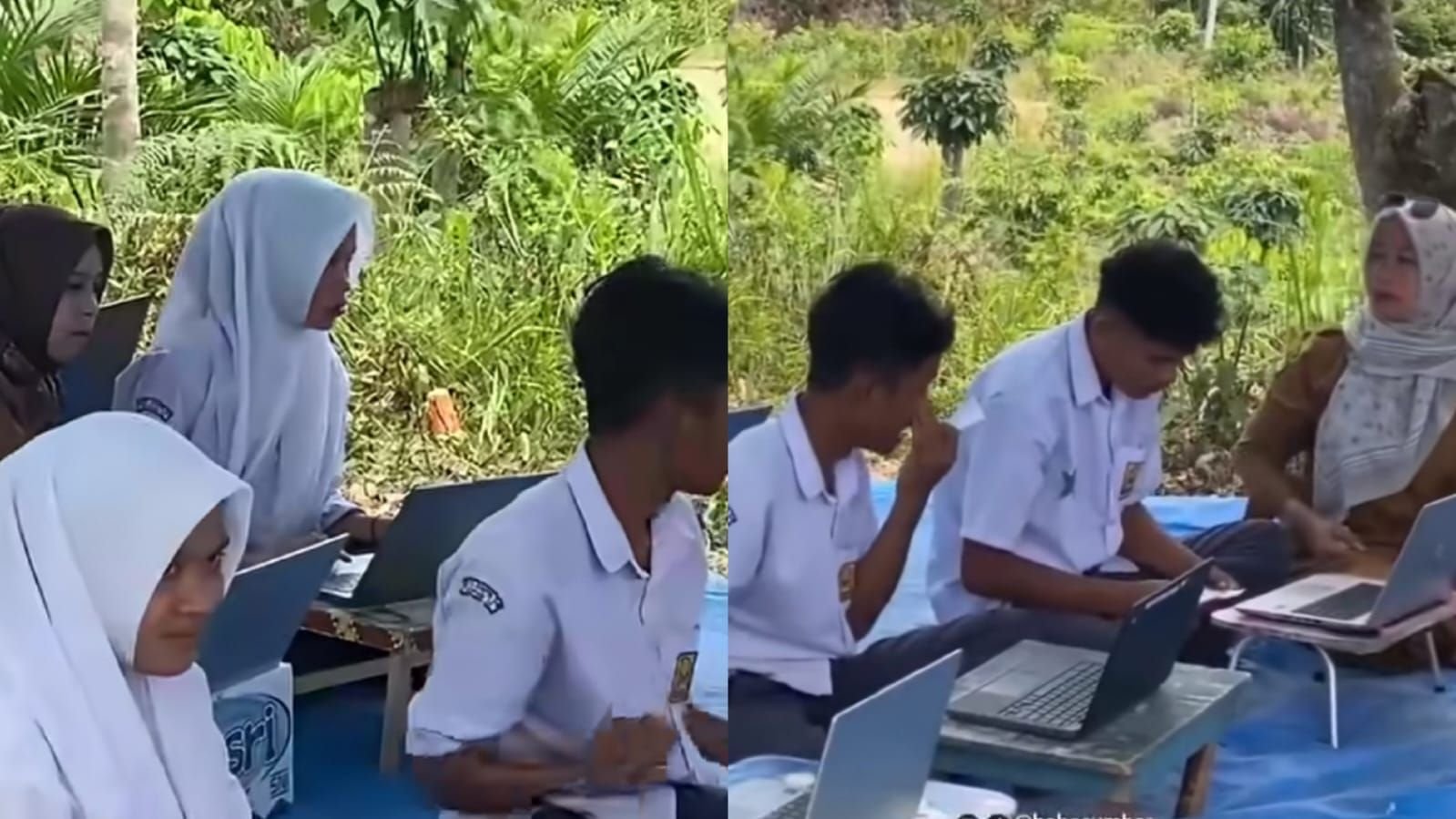 Viral pelajar SMP di Lima Puluh Kota, Sumbar ujian TKA di atas bukit.