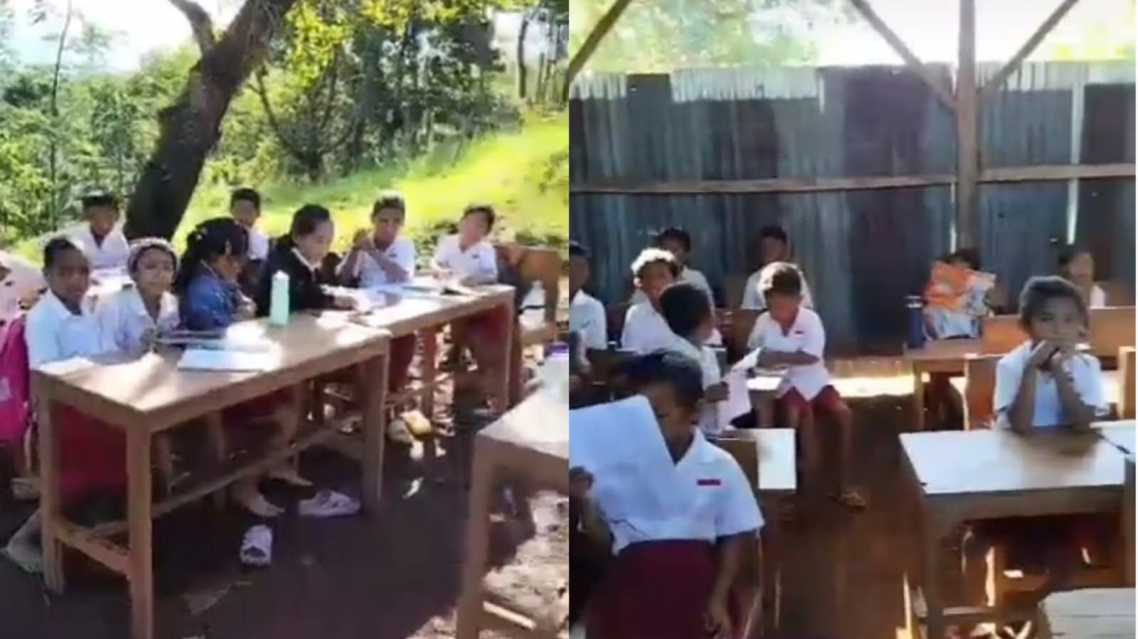 Viral siswa SDN Tando, Manggarai Barat belajar di luar kelas karena tidak punya ruangan.