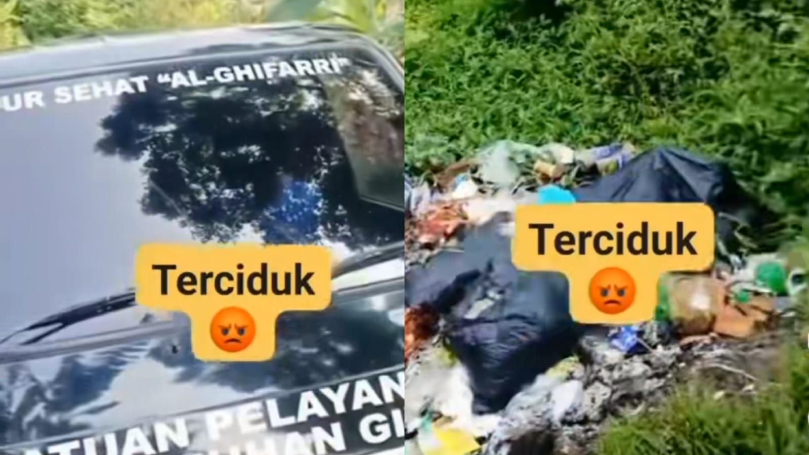 Mobil SPPG Sepatnunggal ditegur usai membuang sampah sembarangan di pinggir jalan.