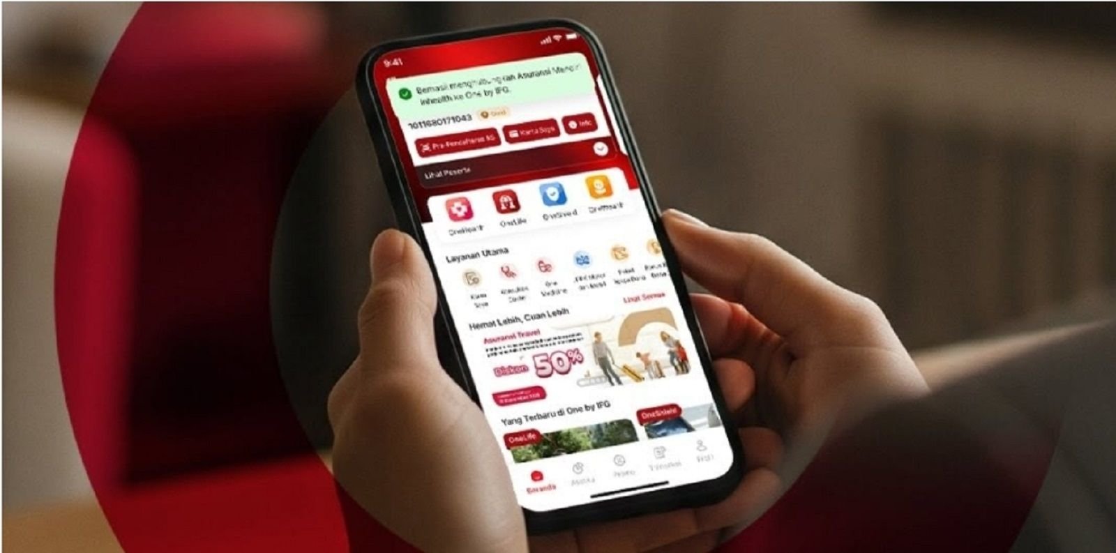 Platform digital One by IFG tentang asuransi, investasi, dan kesehatan yang terintegrasi dalam satu aplikasi.