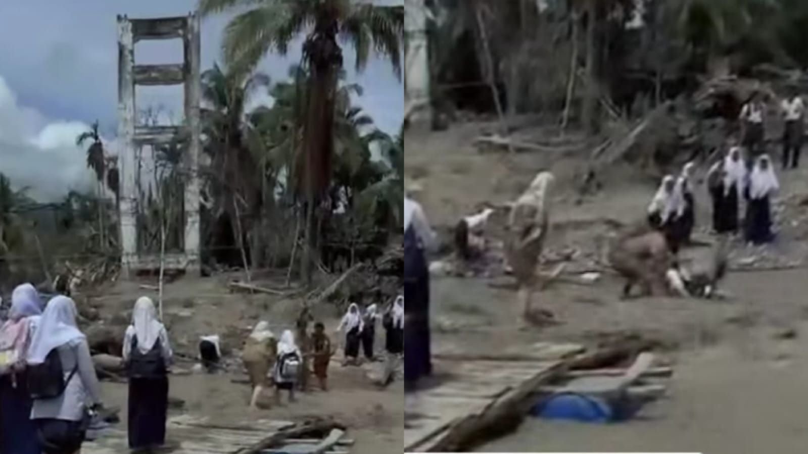 Viral siswa dan guru di Reje Payung Aceh Tengah menyeberangi sungai yang berarus deras.
