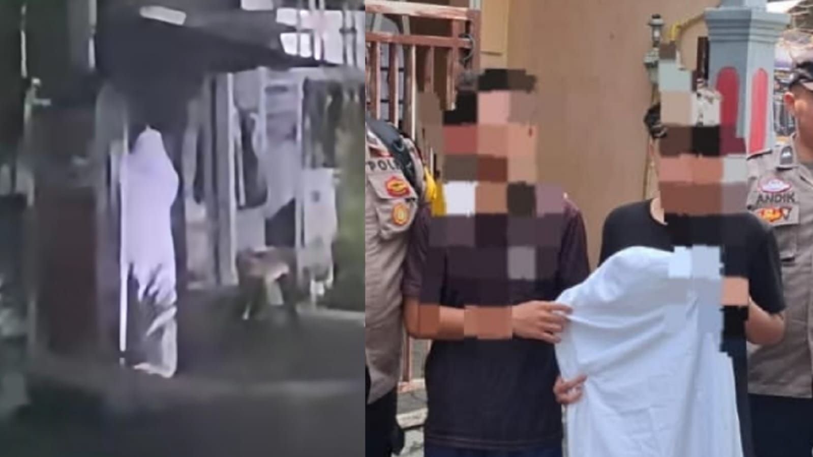 Viral video pocong di depan rumah warga di Lamongan, Jawa Timur.