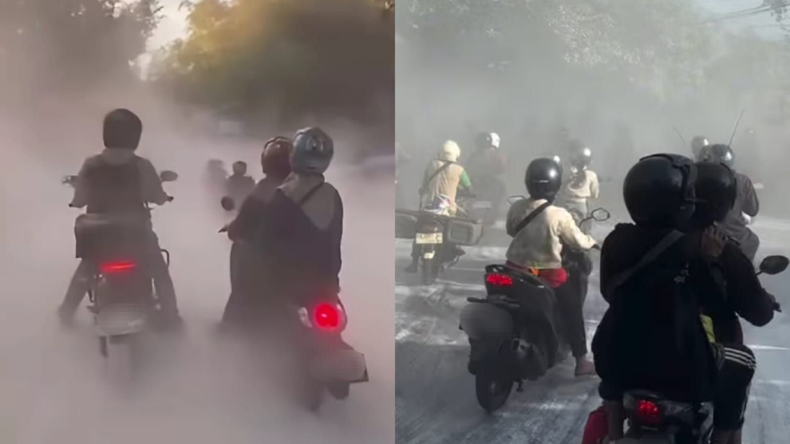 Viral jalan di Bantul menuju Gunungkidul penuh dengan debu tebal berwarna putih.