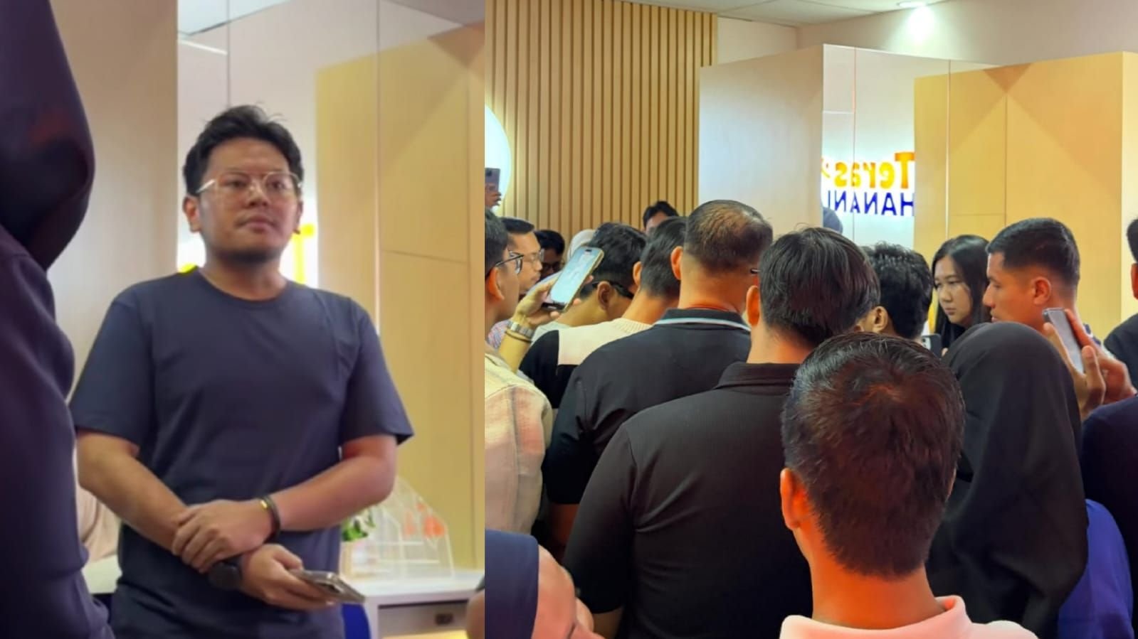 Bos Hanania Travel, ASF yang kini jadi tersangka penipuan umrah saat menemui calon jemaah yang datangi kantornya.