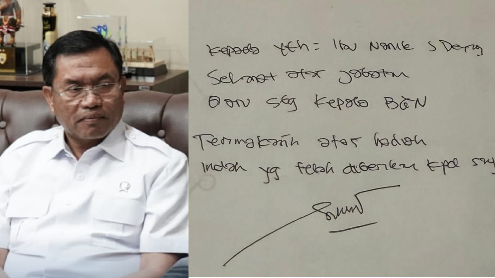 Surat dari Sony Sonjaya untuk Kepala BGN Baru, Nanik S. Deyang.