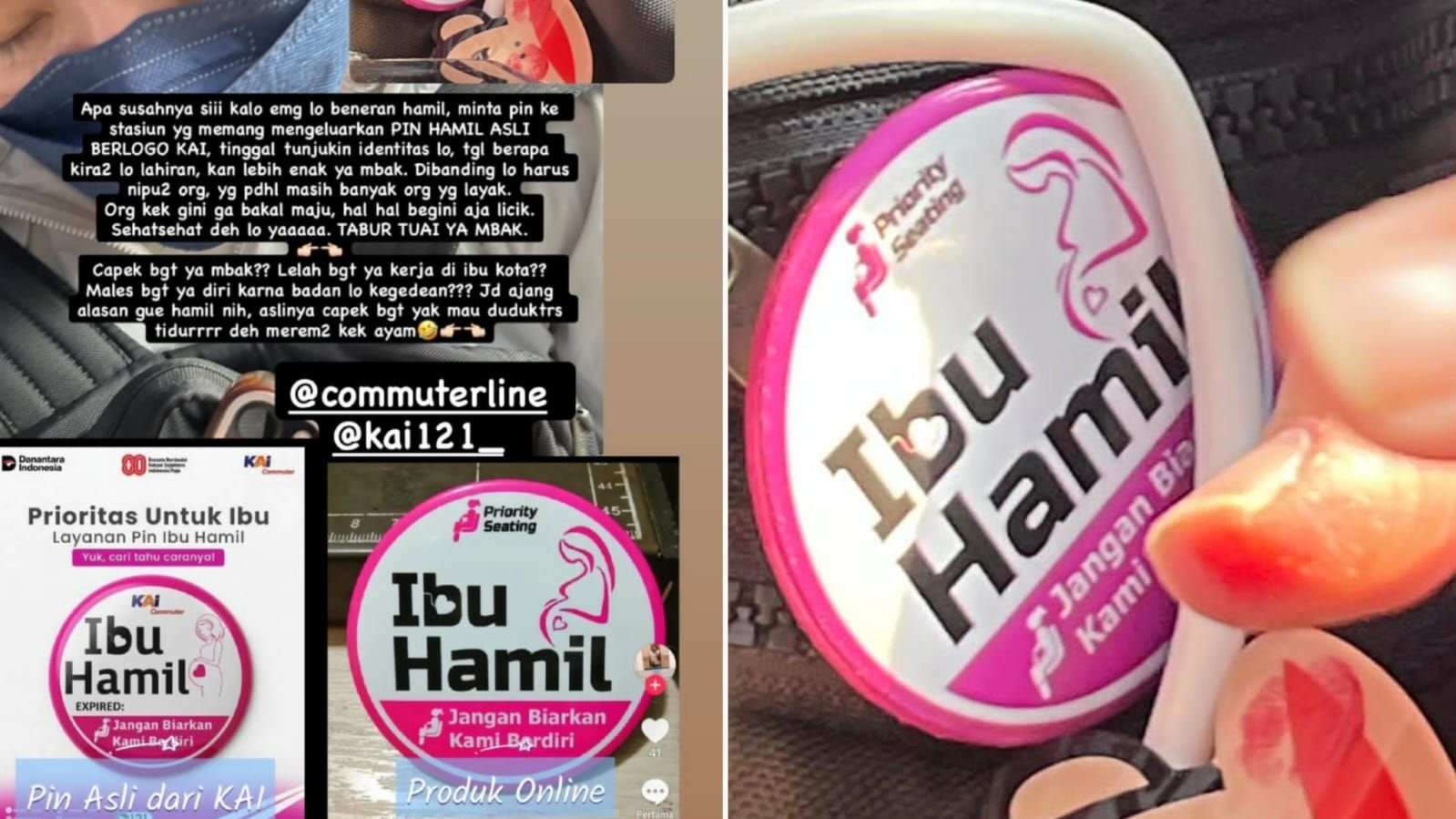 Viral cerita penumpang yang diduga pakai pin ibu hamil palsu di KRL.