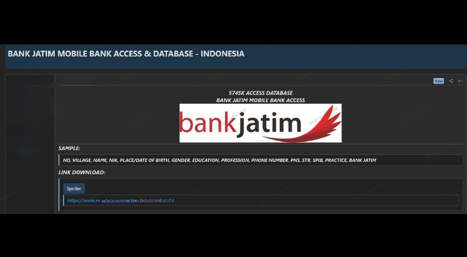 Isu dugaan kebocoran data 5,7 juta nasabah Bank Jatim yang disebut beredar di situs gelap.