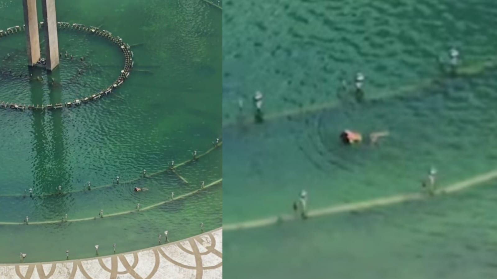 Video viral yang menunjukkan seorang pria berenang di kolam Bundaran HI.