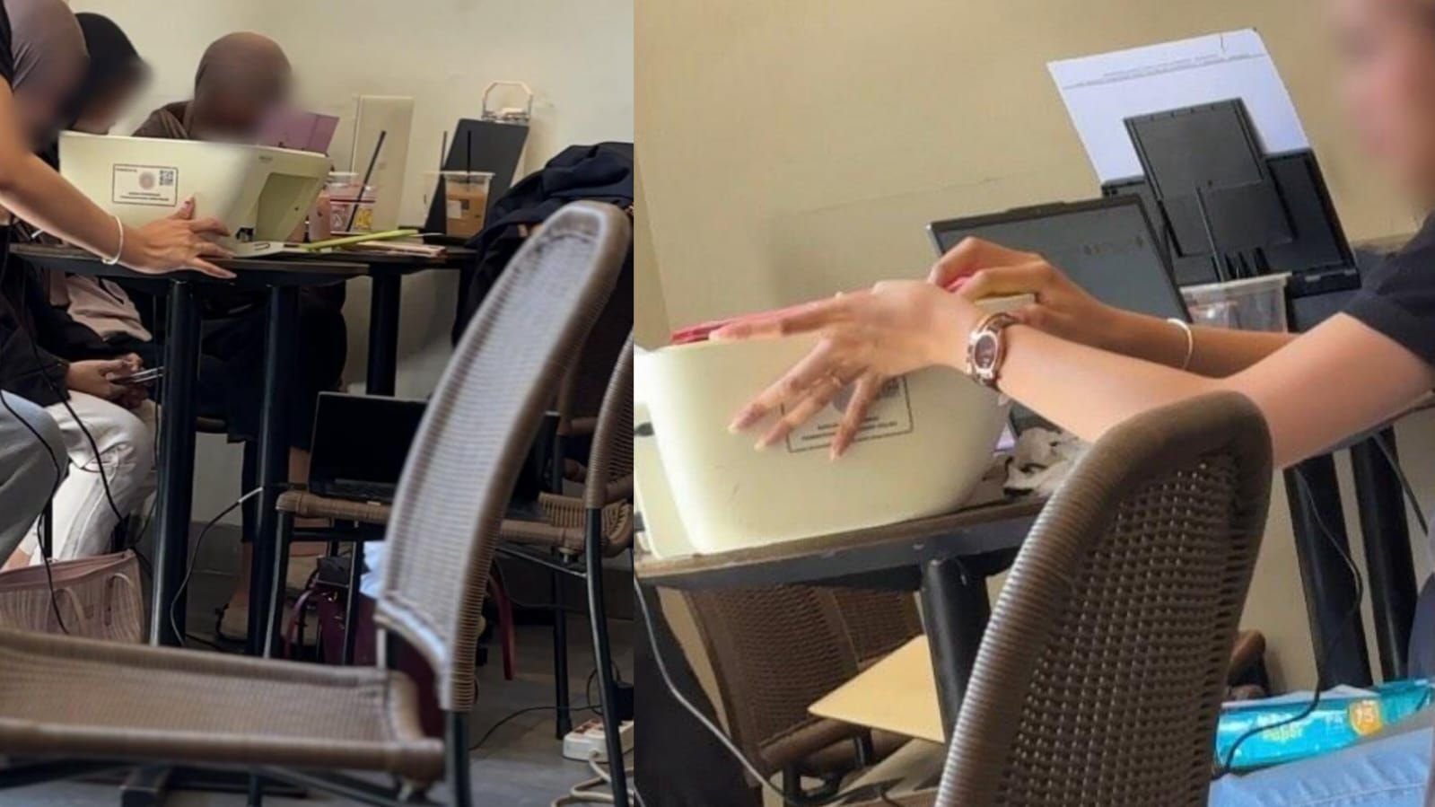 Viral sekelompok mahasiswa mengerjakan tugas di kafe dengan membawa printer.