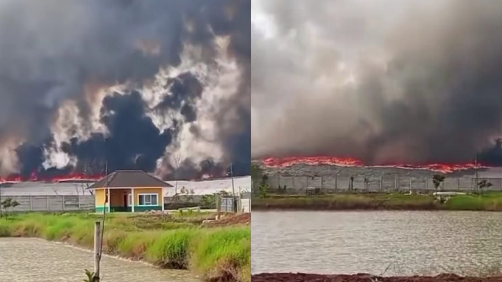 Warga keluhkan asap kebakaran di TPA Jatiwaringin, Tangerang, Banten.