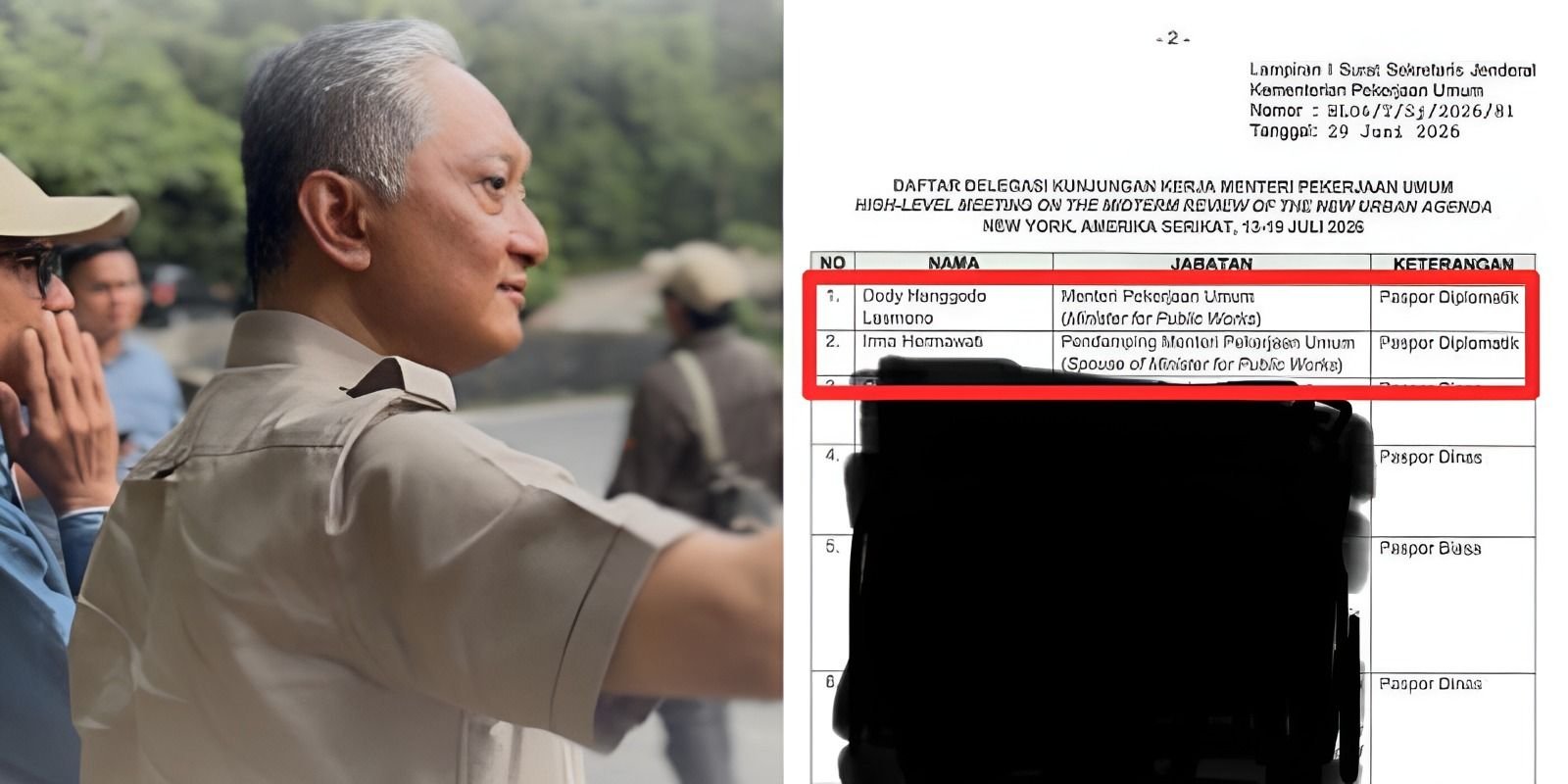 Beredar surat dinas Menteri PU, Dody Hanggodo ke Amerika Serikat (AS) yang diduga berkedok nonton final Piala Dunia 2026.
