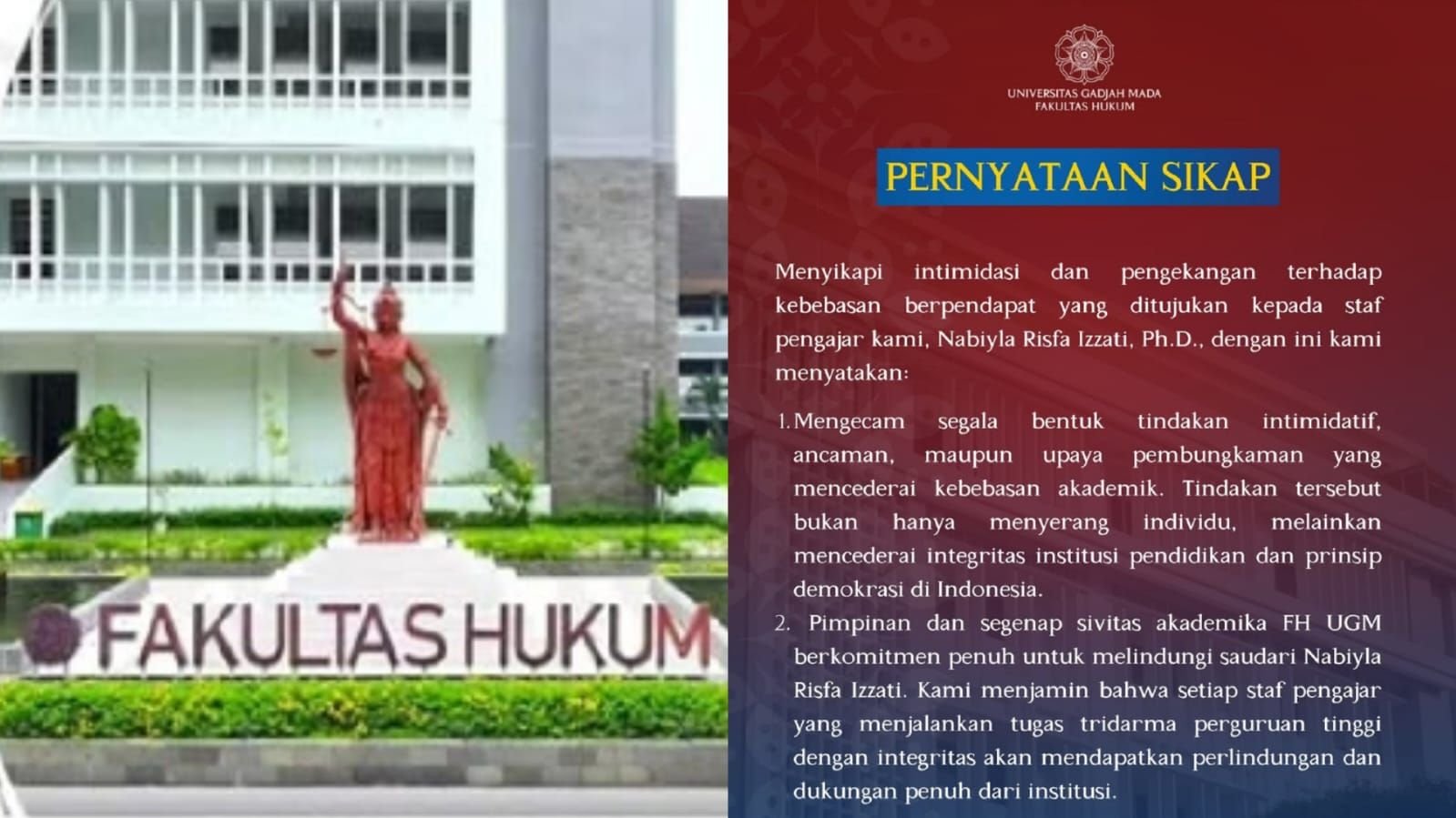 Viral dugaan intimidasi kepada salah satu dosen FH UGM.