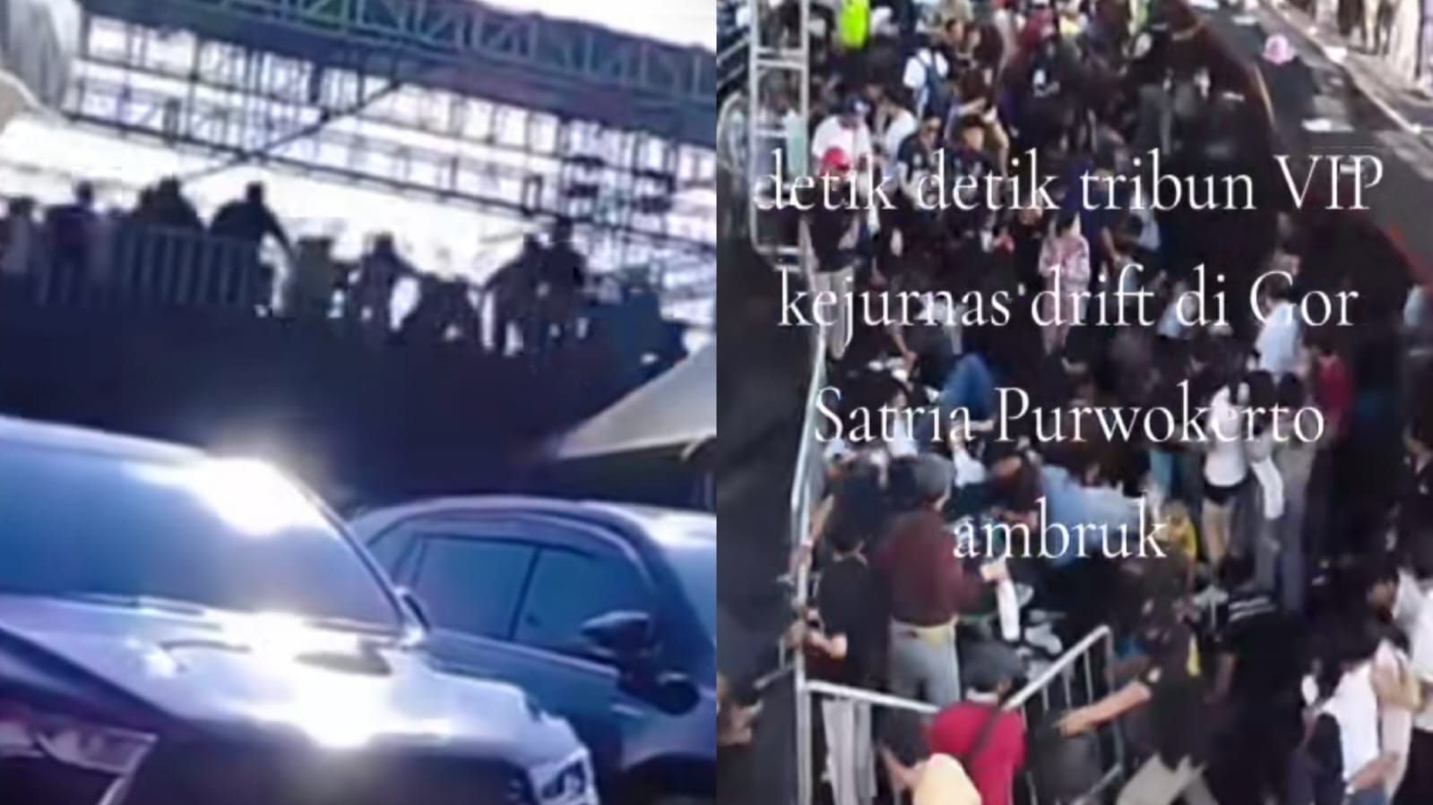 Tribun VIP Kejuaraan Nasional (Kejurnas) Drift Speed Fest Seri 3 2026 di GOR Satria Purwokerto ambruk.