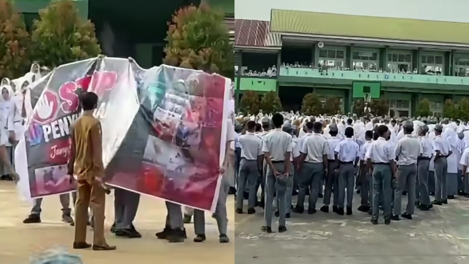 Viral aksi siswa SMAN 1 Solok Selatan demo di lapangan sekolah.