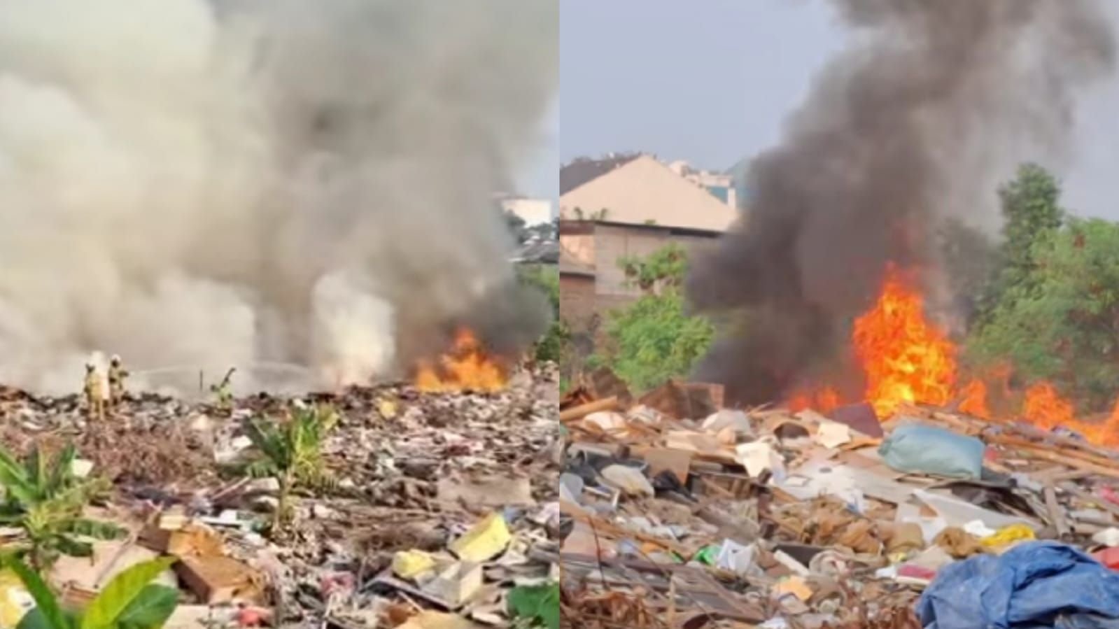 Viral keluhan warga saat terjadi kebakaran tumpukan sampah di TPS di Dukuh, Kramat Jati.