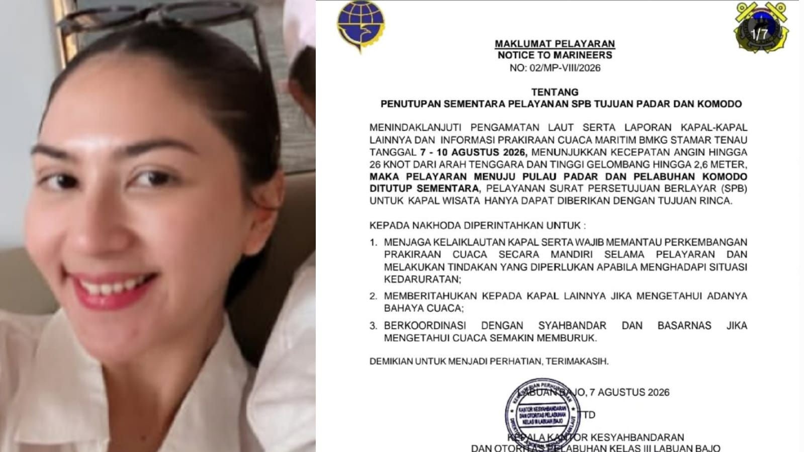 Artis Jessica Mila unggah foto liburan di Pulau Padar saat KSOP Labuan Bajo tutup pelayaran.