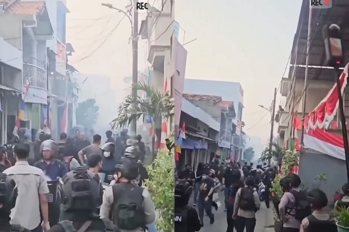 Penyerangan oleh loyalis MR menggunakan mercon, saat petugas melakukan penggerebekan di Kampung Bahari