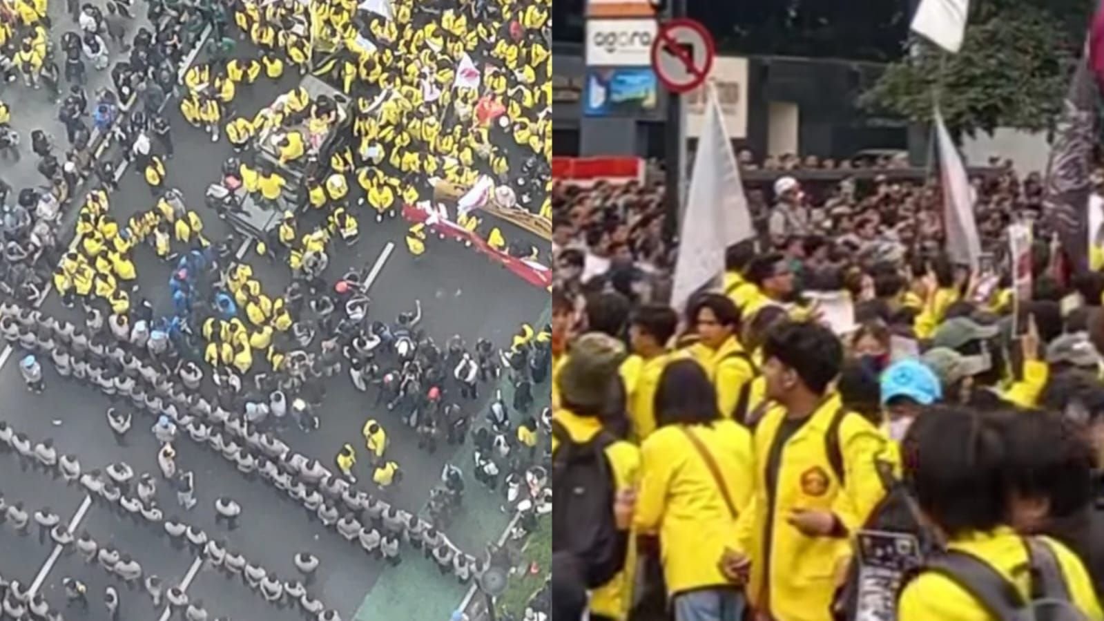 Situasi demo BEM UI pada 18 Agustus 2026 saat masih tertahan di UOB.